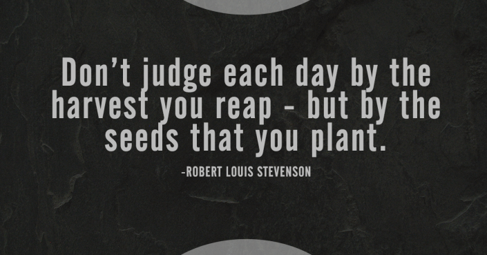 judge each day by the seeds that you plant - Robert Louis Stevenson